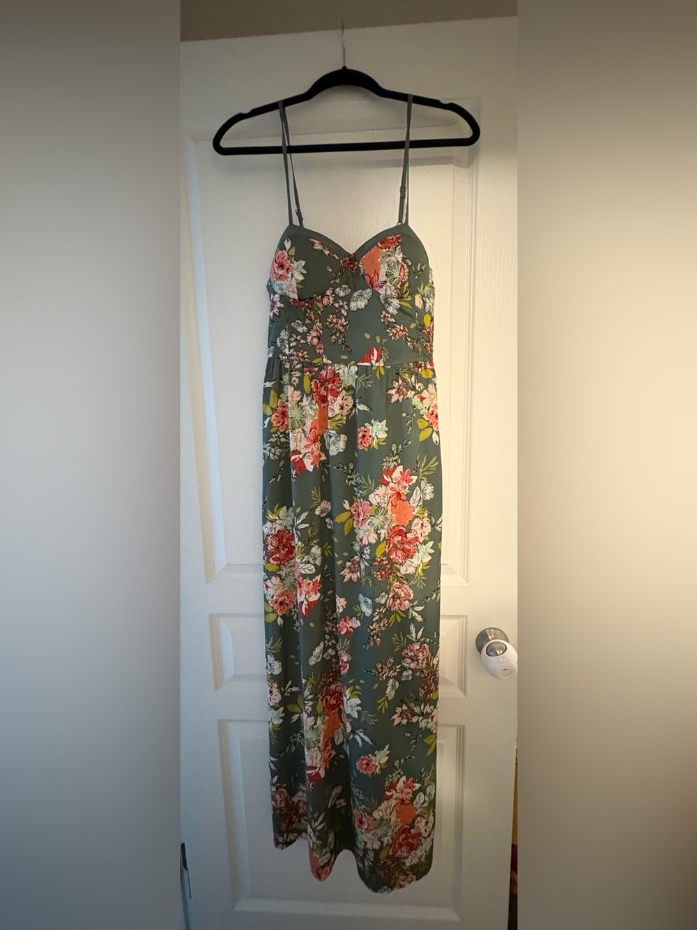 Strapless Floral Maxi Skirt in Olive Green